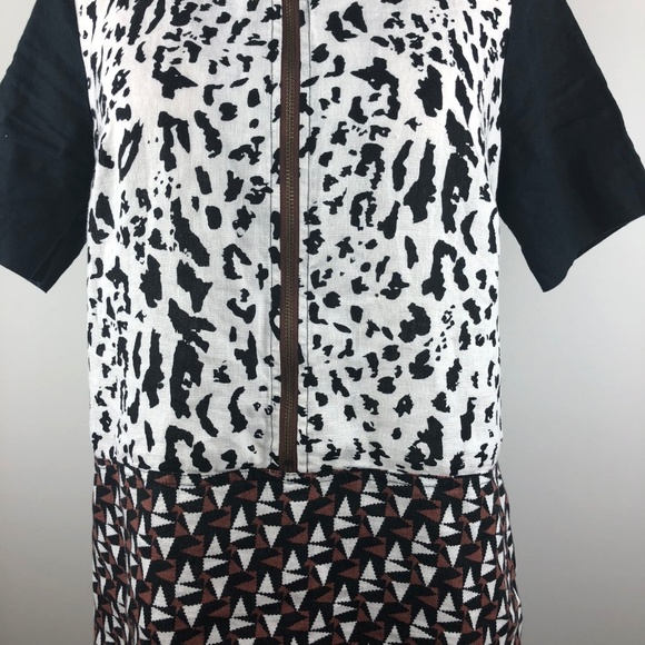 Animal & Geometric Print Linen Shift Dress Medium - Picture 5 of 6